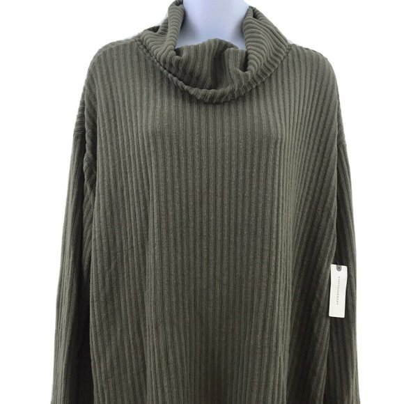 Anthropologie Maeve Sweaters - Anthropologie MaEve RIbbed Cowl Neck Sweater Med Knit Lightweight Olive (A5)